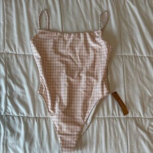 Reformation Pink Gingham One Piece Swimsuit